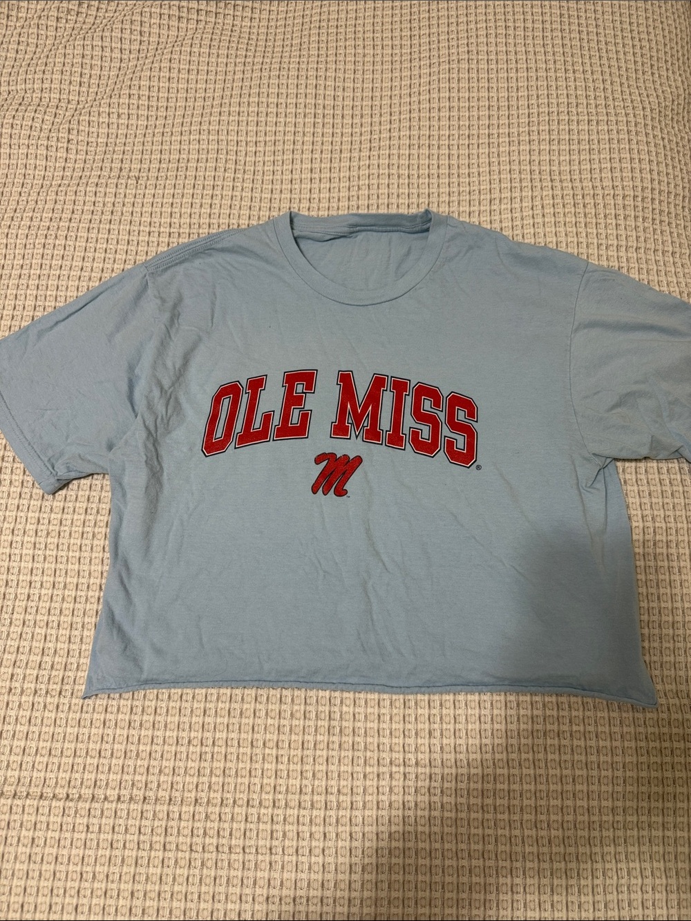 Ole Miss Light Blue Graphic Crop Tee